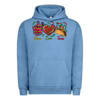 Pigment Pebble Blue Peace Love Tacos Urban Hoodie - BundleAndBundleShop