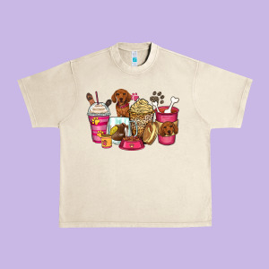 Dachshund Coffee Cups Urban Heavy Tee Designed By Zillion Design Studio