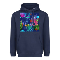 Navy undersea Heavyweight Hoodie - BundleAndBundleShop