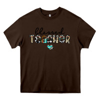 Chocolate Brown blessed teacher Heavy Core Tee - CowhideDigitalArt