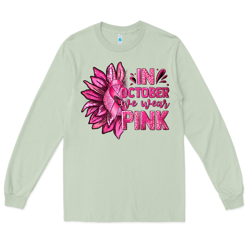 In October We Wear Pink Sunflower Long Sleeve Tee by texasbilliewilder | Teevron