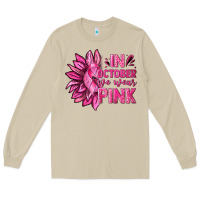Mushroom In October We Wear Pink Sunflower Long Sleeve Tee - texasbilliewilder
