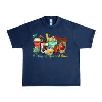 Navy 100 days of coffee and chaos coffee cups Urban Heavy Tee - Zillion Design Studio