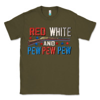 Army Green Red white and pew pew pew Classic Tee - CowGirlArtShop