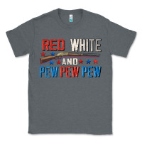 Charcoal Heather Red white and pew pew pew Classic Tee - CowGirlArtShop