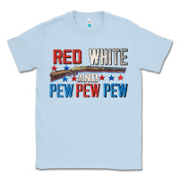 Dusty Blue Red white and pew pew pew Classic Tee - CowGirlArtShop