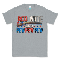Heather Grey Red white and pew pew pew Classic Tee - CowGirlArtShop