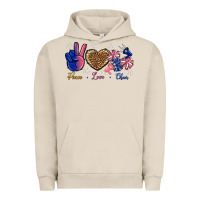 Pigment French Oak Peace Love Cheer Urban Hoodie - BundleAndBundleShop