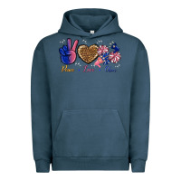 Pigment Midnight Navy Peace Love Cheer Urban Hoodie - BundleAndBundleShop
