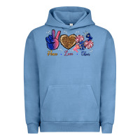 Pigment Pebble Blue Peace Love Cheer Urban Hoodie - BundleAndBundleShop