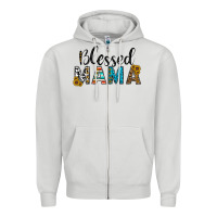 Dove Grey blessed mama Zipper Hoodie - CowhideDigitalArt