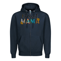 Navy blessed mama Zipper Hoodie - CowhideDigitalArt