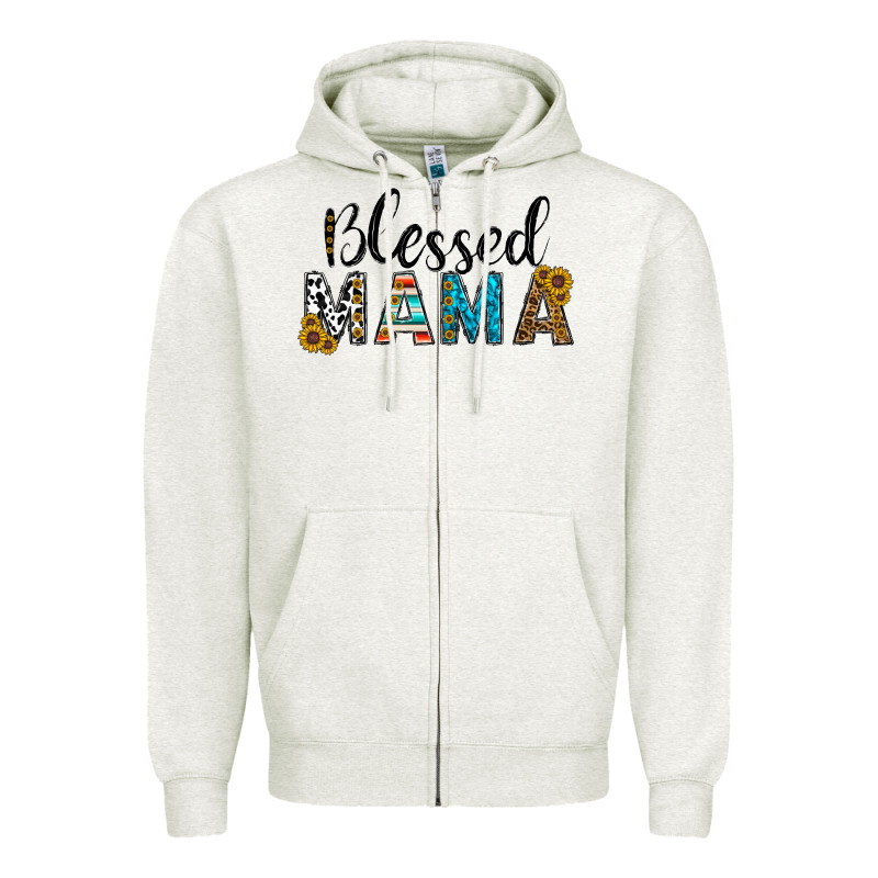 Blessed Mama Zipper Hoodie by CowhideDigitalArt | Teevron