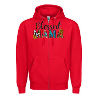 Red blessed mama Zipper Hoodie - CowhideDigitalArt