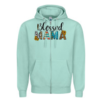 Seafoam blessed mama Zipper Hoodie - CowhideDigitalArt