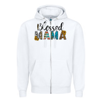 White blessed mama Zipper Hoodie - CowhideDigitalArt