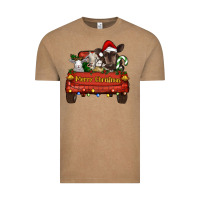 Merry Christmas Truck Farm Animals Vintage Tee | Teevron