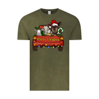 Vintage Olive Merry Christmas Truck Farm Animals Vintage Tee - RanaPortraitStore