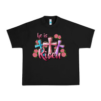 Black He Is Risen Cross Urban Heavy Tee - RanaPortraitStore