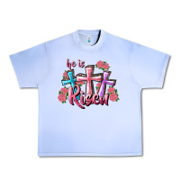 Grape Ice He Is Risen Cross Urban Heavy Tee - RanaPortraitStore