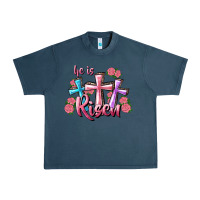 Midnight Navy He Is Risen Cross Urban Heavy Tee - RanaPortraitStore