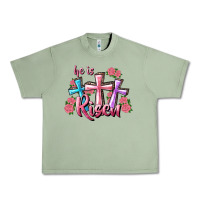 Oil Green He Is Risen Cross Urban Heavy Tee - RanaPortraitStore