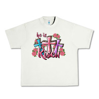 Pistachio He Is Risen Cross Urban Heavy Tee - RanaPortraitStore