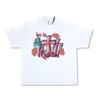 White He Is Risen Cross Urban Heavy Tee - RanaPortraitStore