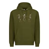 Army Green dancing skeletons Premium Hoodie - MaliasSmallBusiness