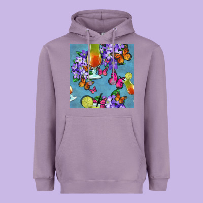 Butterfly Cocktail Heavyweight Hoodie Designed By Bundleandbundleshop