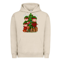 Pigment French Oak Mimi Elf, Mama Elf, Child Elf Christmas Urban Hoodie - BundleAndBundleShop