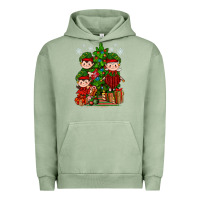 Pigment Oil Green Mimi Elf, Mama Elf, Child Elf Christmas Urban Hoodie - BundleAndBundleShop