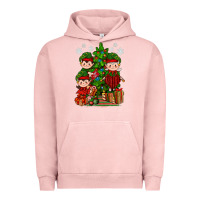 Pigment Salmon Mimi Elf, Mama Elf, Child Elf Christmas Urban Hoodie - BundleAndBundleShop