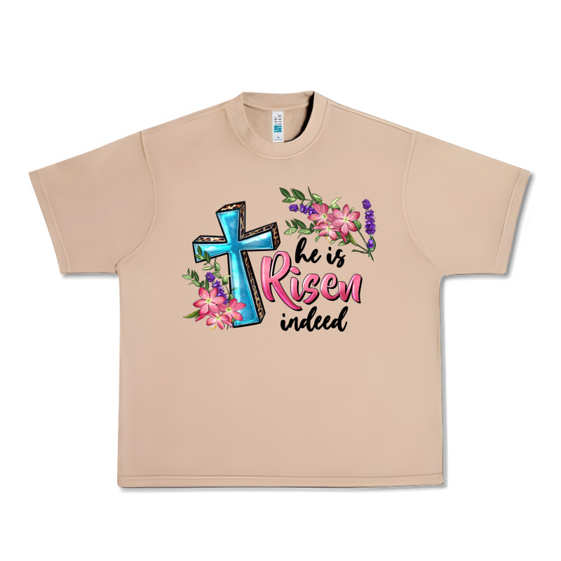 He Is Risen Indeed Cross And Flowers Urban Heavy Tee by RanaPortraitStore | Teevron