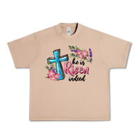Burro He Is Risen Indeed Cross And Flowers Urban Heavy Tee - RanaPortraitStore