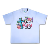 Grape Ice He Is Risen Indeed Cross And Flowers Urban Heavy Tee - RanaPortraitStore