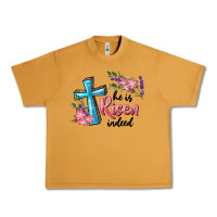 Peanut Butter He Is Risen Indeed Cross And Flowers Urban Heavy Tee - RanaPortraitStore