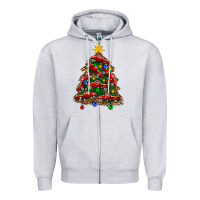 Heather Grey christmas truck tree Zipper Hoodie - FaDigitalArtStudio