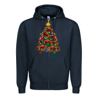 Navy christmas truck tree Zipper Hoodie - FaDigitalArtStudio