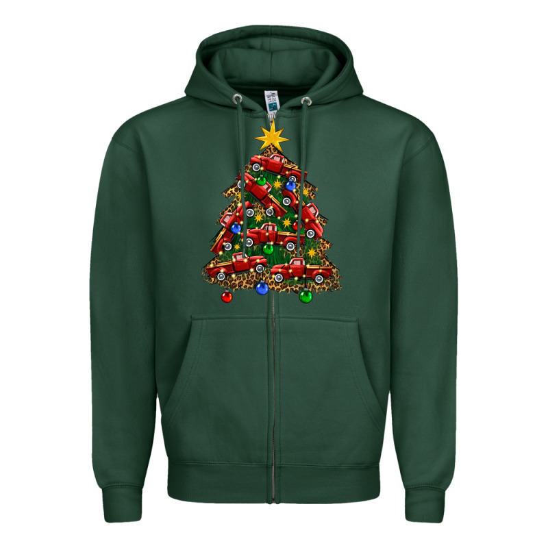 Christmas Truck Tree Zipper Hoodie by FaDigitalArtStudio | Teevron