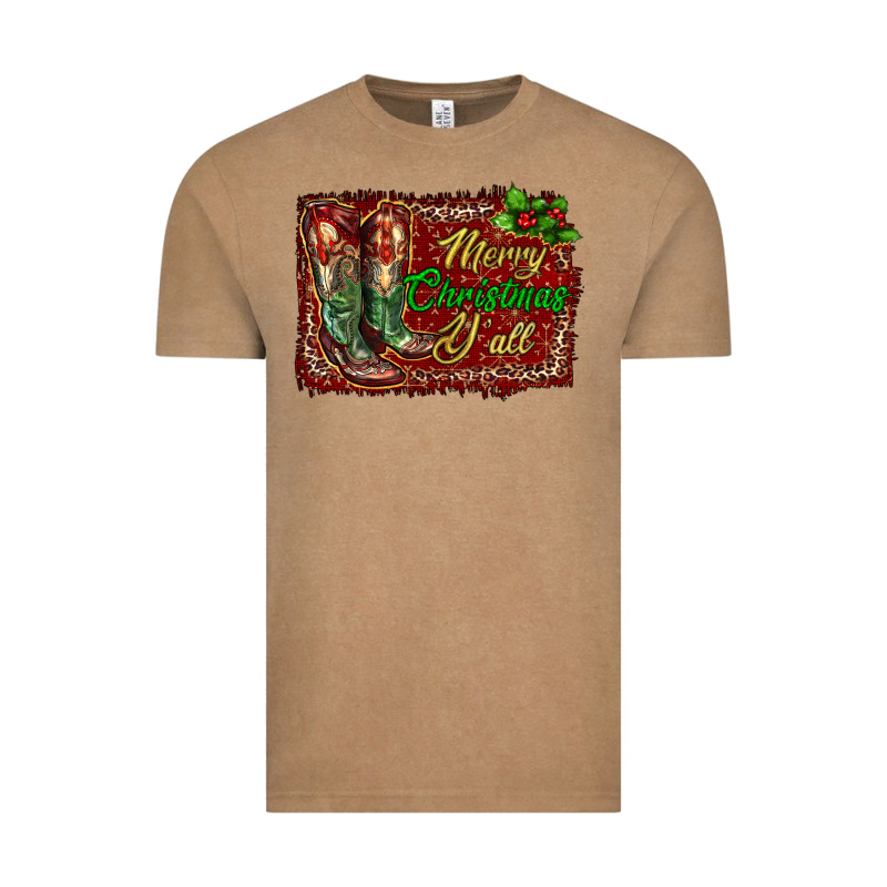 Merry Christmas Y'all Boots Vintage Tee by RanaPortraitStore | Teevron