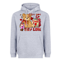 Heather Grey give you self love Heavyweight Hoodie - AdoDesignShop