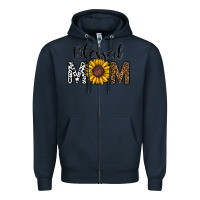 Navy blessed mom Zipper Hoodie - CowhideDigitalArt