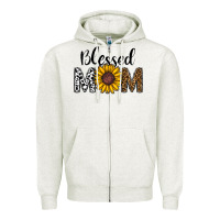 Oatmeal Heather blessed mom Zipper Hoodie - CowhideDigitalArt