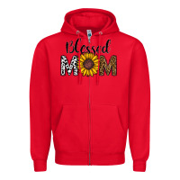 Red blessed mom Zipper Hoodie - CowhideDigitalArt