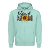 Seafoam blessed mom Zipper Hoodie - CowhideDigitalArt