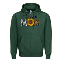 Sports Green blessed mom Zipper Hoodie - CowhideDigitalArt