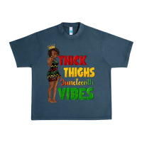 Midnight Navy thick thighs juneteenth vibes with afro black woma Urban Heavy Tee - texasbilliewilder