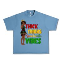 Pebble Blue thick thighs juneteenth vibes with afro black woma Urban Heavy Tee - texasbilliewilder