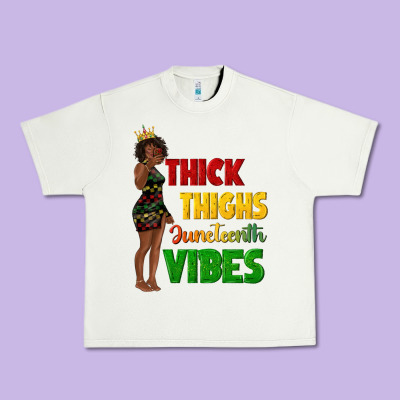 Urban Heavy Tee thick thighs juneteenth vibes with afro black woma